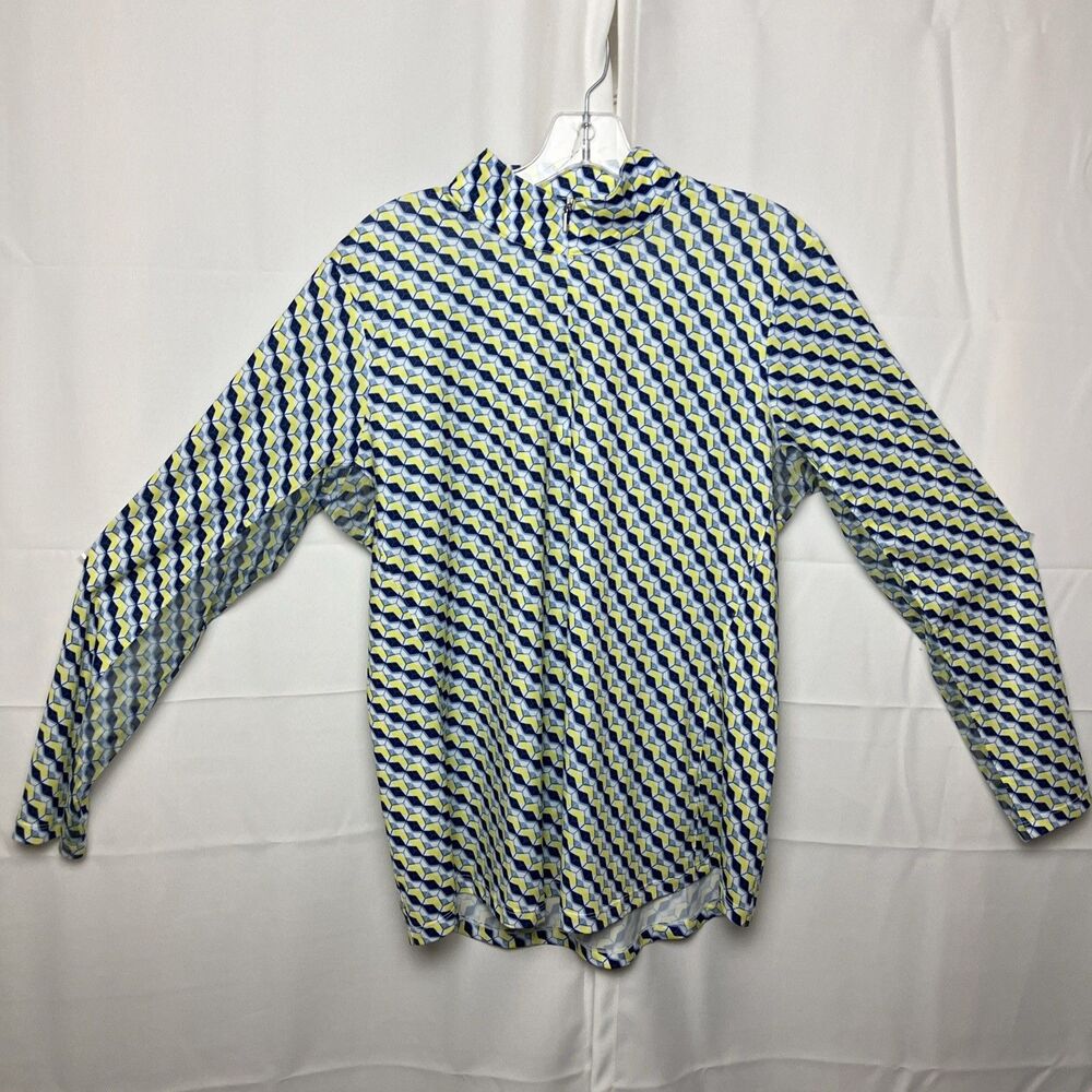 EP New York Golf Long Sleeve 1/4 Zip Pullover Wicking Diamond Stripe XL UV50